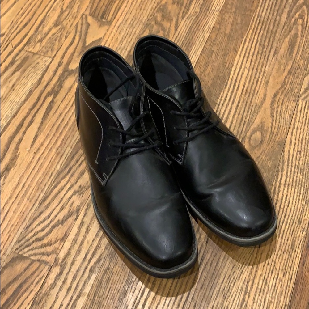 Black Faux Leather Dress Boots